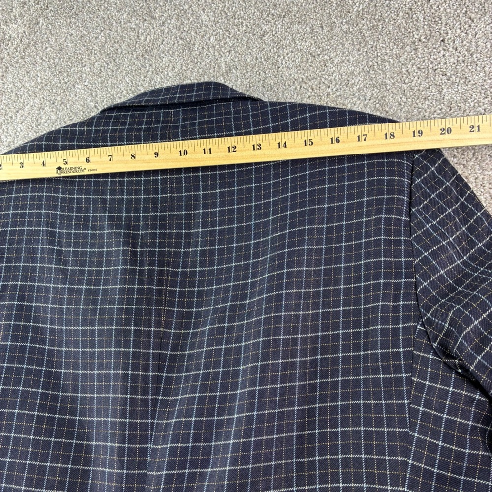 TravelSmith Blazer Mens 40R Navy Blue Silk Bamboo Windowpane‎ Sport Coat Blazer - Picture 9 of 14